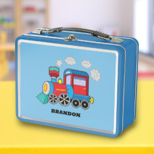 Kinder Zug Jungen Blau Benutzerdefinierter Name Metall Brotdose