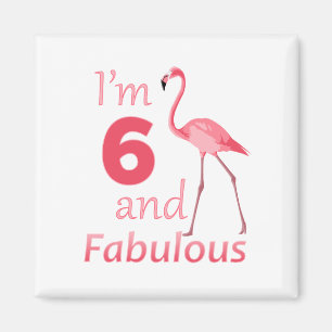 Kinder zum 6. Geburtstag Niedlich Pink Flamingo Magnet