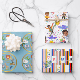 Kinder zum Einpacken von Papier mit einem flachen