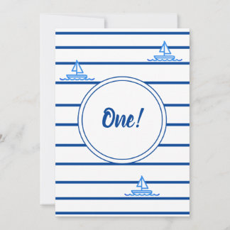 Kinder zum ersten Geburtstag Blue Stripes Segelboo Einladung