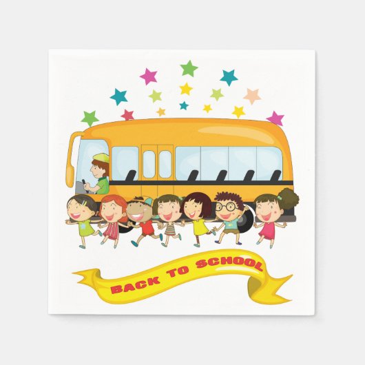 Kinder zurück zum Schulbuch Napkins Serviette (Vorderseite)