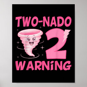 Kinder Zwei-Nado-Warnung 2. Geburtstag Pink Tornad Poster