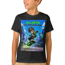 Kinderabenteuer auf einem Alien-Skateboard Grafik