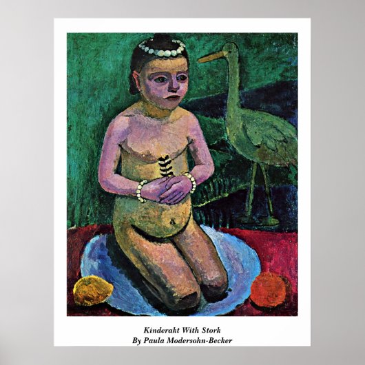 Kinderakt mit Stork von Paula Modersohn Becker Poster (Vorne)