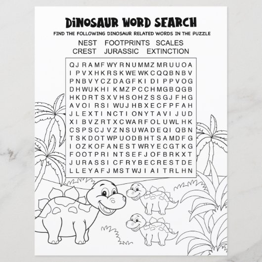 Kinderaktivität Dinosaurier Puzzle Word Suche (Vorderseite)