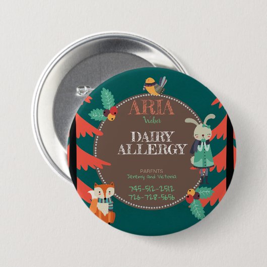 Kinderallergen-niedliches Waldwinter-Tier Button (Vorne & Hinten)