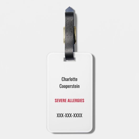 Kinderallergie-Alarm-Adrenalin innerhalb des Gepäckanhänger (Rückseite vertikal)