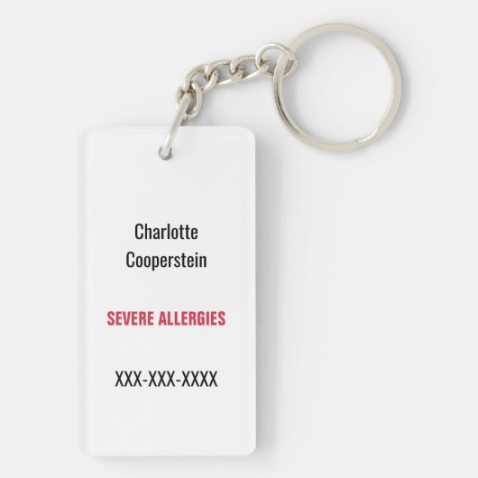 Kinderallergie-Alarm-Adrenalin innerhalb des Schlüsselanhänger (Rückseite)