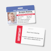 Kinderallergie-Foto-Identifikations-Notfall-ID Ausweis (Vorder- & Rückseite)