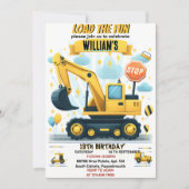 Kinderanfänger Einfache Bauwagen 5. Geburtstag Einladung (Vorderseite)