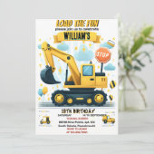 Kinderanfänger Einfache Bauwagen 5. Geburtstag Einladung (Stehend Vorderseite)