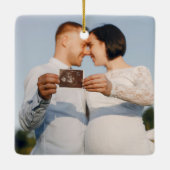 Kinderankündigung, 2 Foto Schwangerschaft, in Erwa Keramikornament (Rückseite)
