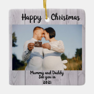 Kinderankündigung, 2 Foto Schwangerschaft, in Erwa Keramikornament