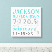 Kinderankündigung, blau, grün, grau leinwanddruck (Insitu (Holzboden))