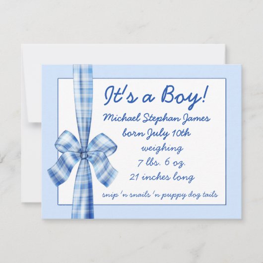 Kinderankündigung für Foto Retro-Blue-Bogen Ankündigung (Vorderseite)