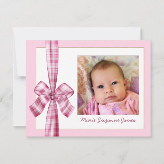 Kinderankündigung für Mädchen Foto Retro rosa Bug Ankündigung (Rückseite)