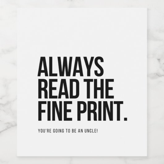 Kinderankündigung, Geschenk für Onkel Weinetikett (Einzelnes Label)