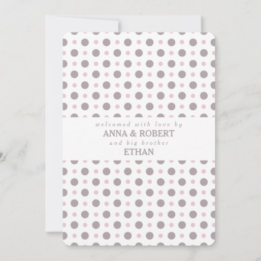 Kinderankündigung Hallo World Taupe/Pink 3 Foto Ankündigung (Rückseite)