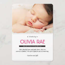 Kinderankündigung in Schwarz, Weiß und Rosa Ankündigung