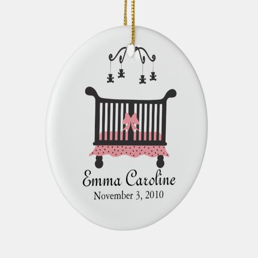 Kinderankündigung mit Geburtsdatum Keramik Ornament (Rechts)