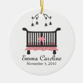 Kinderankündigung mit Geburtsdatum Keramik Ornament (Vorne)