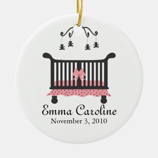 Kinderankündigung mit Geburtsdatum Keramik Ornament (Vorne)