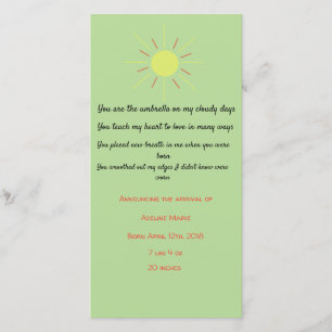 Kinderankündigung mit Gedicht Ankündigung