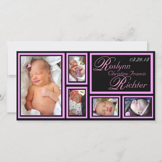 Kinderankündigung - Rosa Ankündigung (Vorderseite)