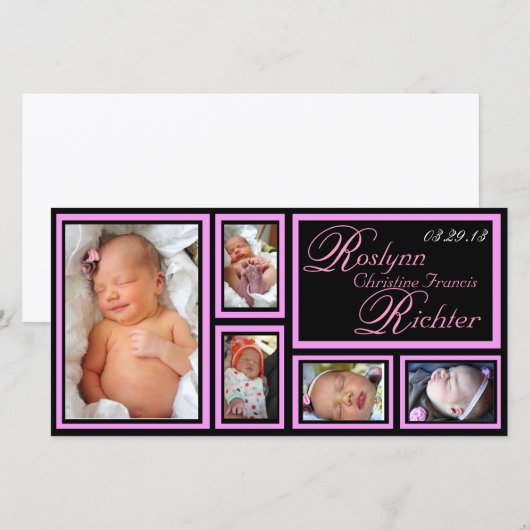 Kinderankündigung - Rosa Ankündigung (Vorne/Hinten)