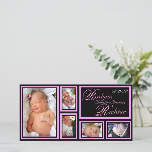 Kinderankündigung - Rosa Ankündigung (Stehend Vorderseite)