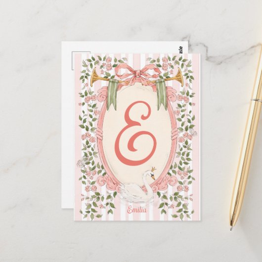 Kinderankündigung - Swan Princess Postkarte (Vorderseite/Rückseite Beispiel)