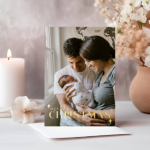 Kinderankündigung Weihnachts-Foto Foil Holiday Folieneinladung