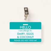 Kinderaquamarines hallo mein Name ist zur Allergie Ausweis (Vorderseite mit Klammer)