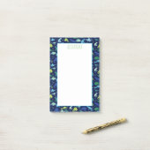 KinderAquarell-Dinosaurier-Muster-Blau Post-it Klebezettel (Auf Schreibtisch)