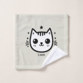 Kinderartiges Zeichn | Schwarz und Weiß | Minimali Badhandtuch Set (Waschlappen)