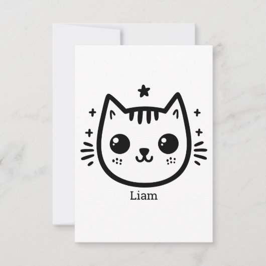 Kinderartiges Zeichn | Schwarz und Weiß | Minimali Dankeskarte (Vorderseite)