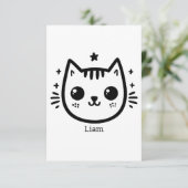 Kinderartiges Zeichn | Schwarz und Weiß | Minimali Dankeskarte (Stehend Vorderseite)