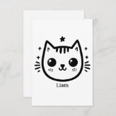 Kinderartiges Zeichn | Schwarz und Weiß | Minimali Dankeskarte (Vorne/Hinten)