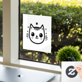 Kinderartiges Zeichn | Schwarz und Weiß | Minimali Fensteraufkleber