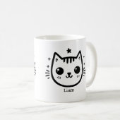 Kinderartiges Zeichn | Schwarz und Weiß | Minimali Kaffeetasse (VorderseiteRechts)