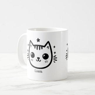 Kinderartiges Zeichn | Schwarz und Weiß | Minimali Kaffeetasse