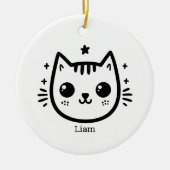 Kinderartiges Zeichn | Schwarz und Weiß | Minimali Keramik Ornament (Vorne)