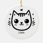 Kinderartiges Zeichn | Schwarz und Weiß | Minimali Keramik Ornament (Hinten)