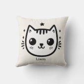 Kinderartiges Zeichn | Schwarz und Weiß | Minimali Kissen (Rückseite)