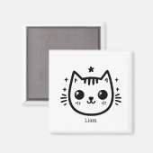 Kinderartiges Zeichn | Schwarz und Weiß | Minimali Magnet (Vorderseite/Rückseite)