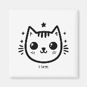 Kinderartiges Zeichn | Schwarz und Weiß | Minimali Magnet (Vorne)