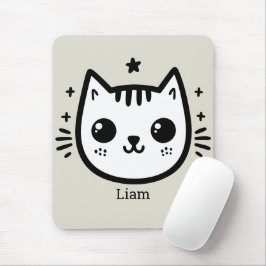 Kinderartiges Zeichn | Schwarz und Weiß | Minimali Mousepad