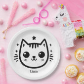 Kinderartiges Zeichn | Schwarz und Weiß | Minimali Pappteller (Party)