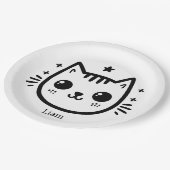 Kinderartiges Zeichn | Schwarz und Weiß | Minimali Pappteller (Schrägansicht)