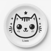 Kinderartiges Zeichn | Schwarz und Weiß | Minimali Pappteller (Vorderseite)